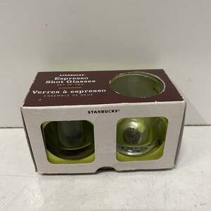 Starbucks Coffee Espresso Shot Glasses Set of 2 Logo in Bottom NOS 2007